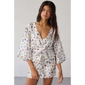 Womens Urban Outfitters Out From Under White Teacup Robe Satin Loungewear Medium